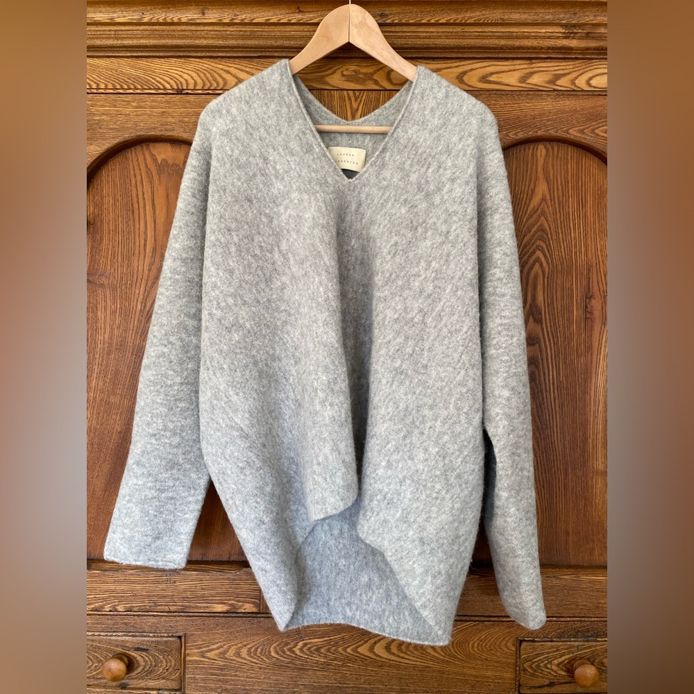 Lauren Manoogian doubleface alpaca wool V neck slouchy oversize sweater 2 M L